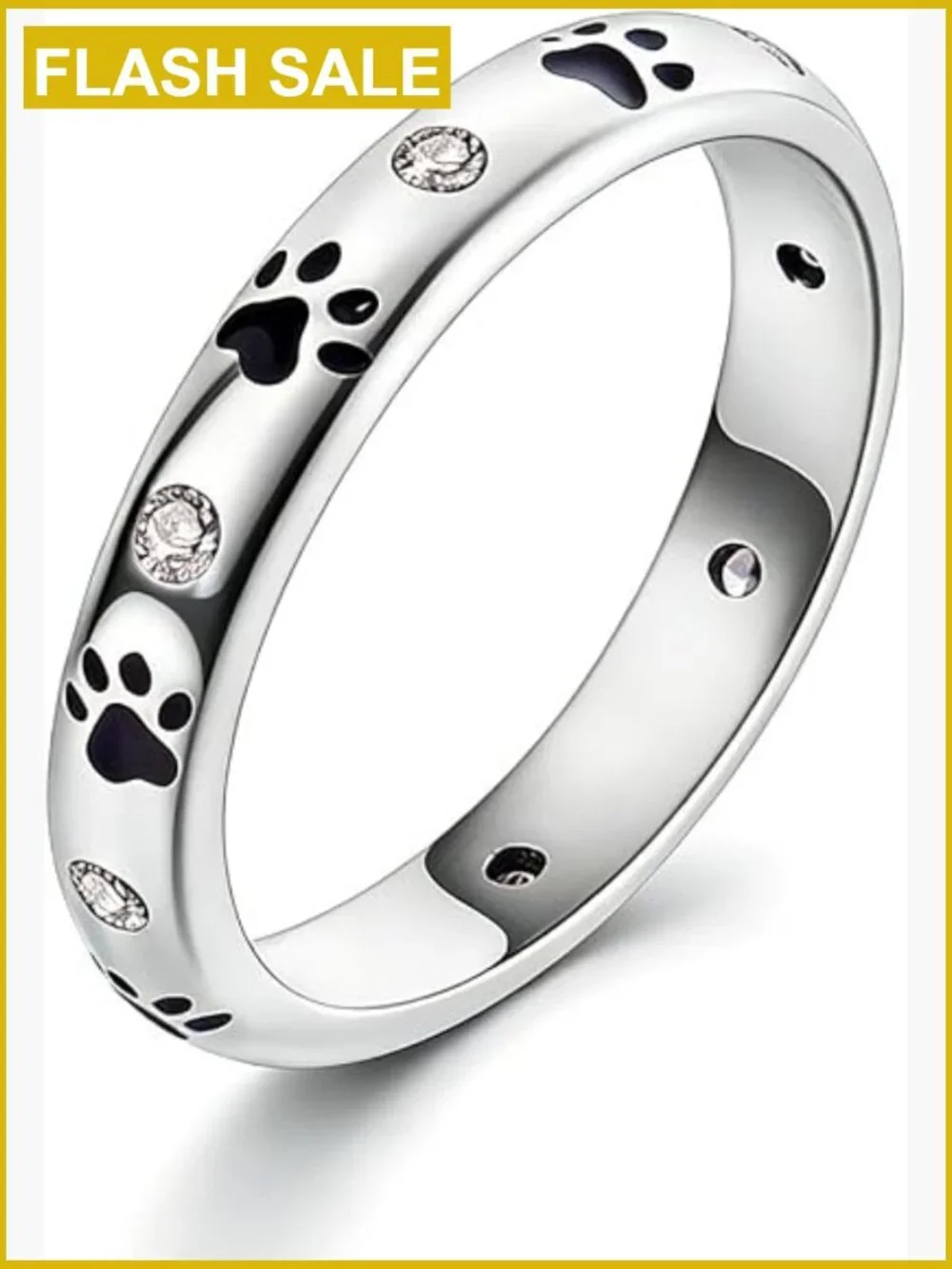 925 Sterling Silver Paw Print Ring Stackable Cat Dog Pinky Ring